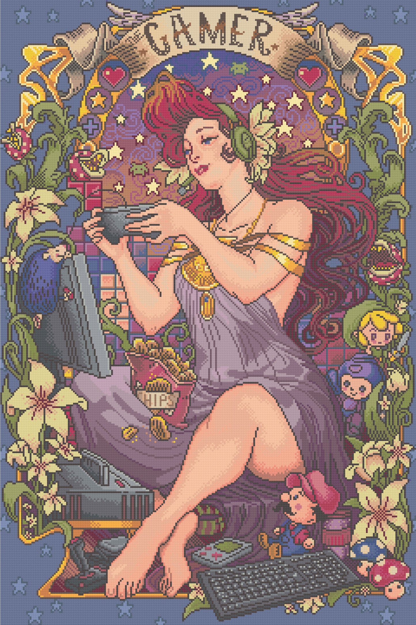 Gamer Girl | Pixel Charted | Ready To Ship