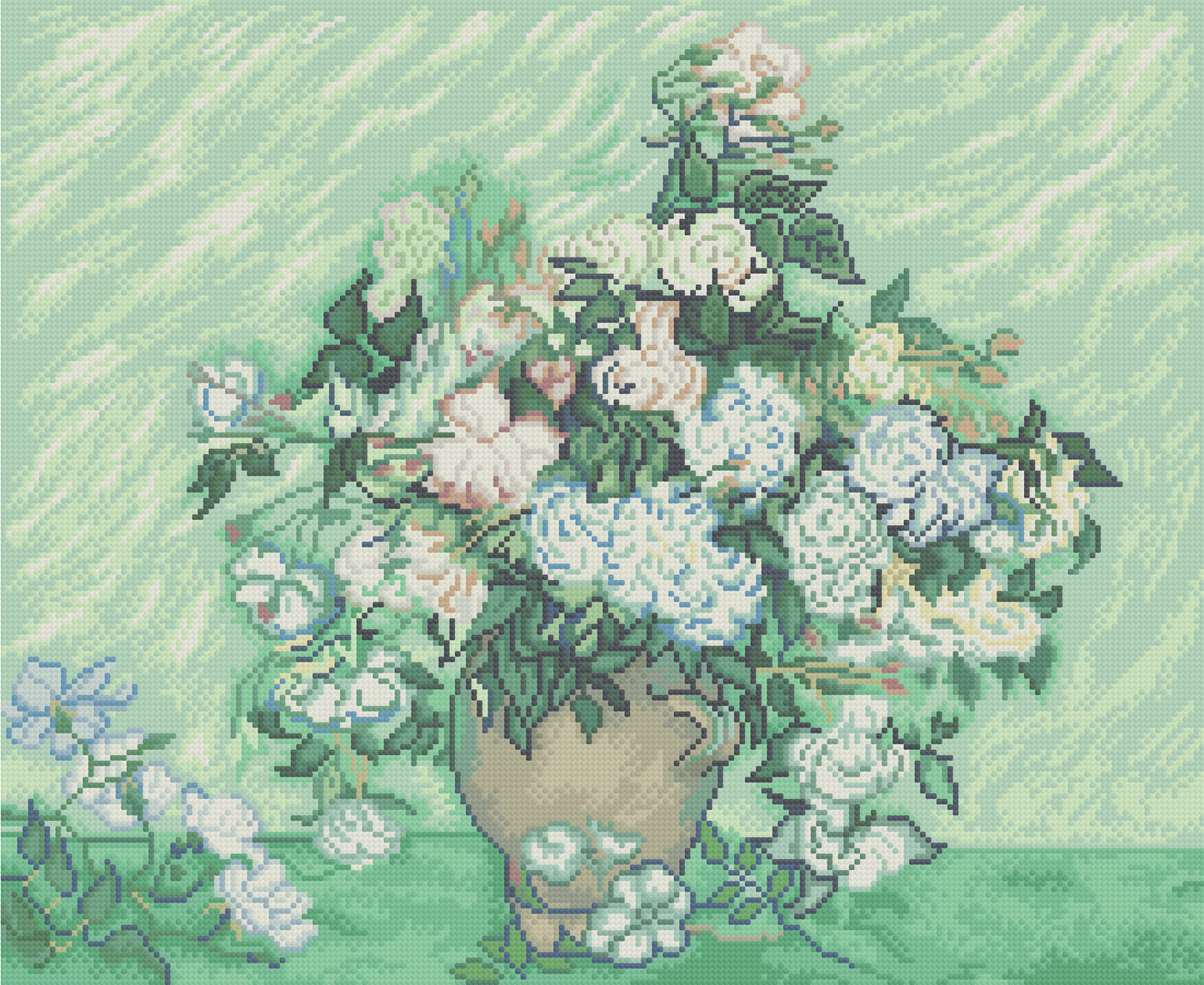 Toile Roses | Vincent van Gogh | Pixel Charted | Ready To Ship