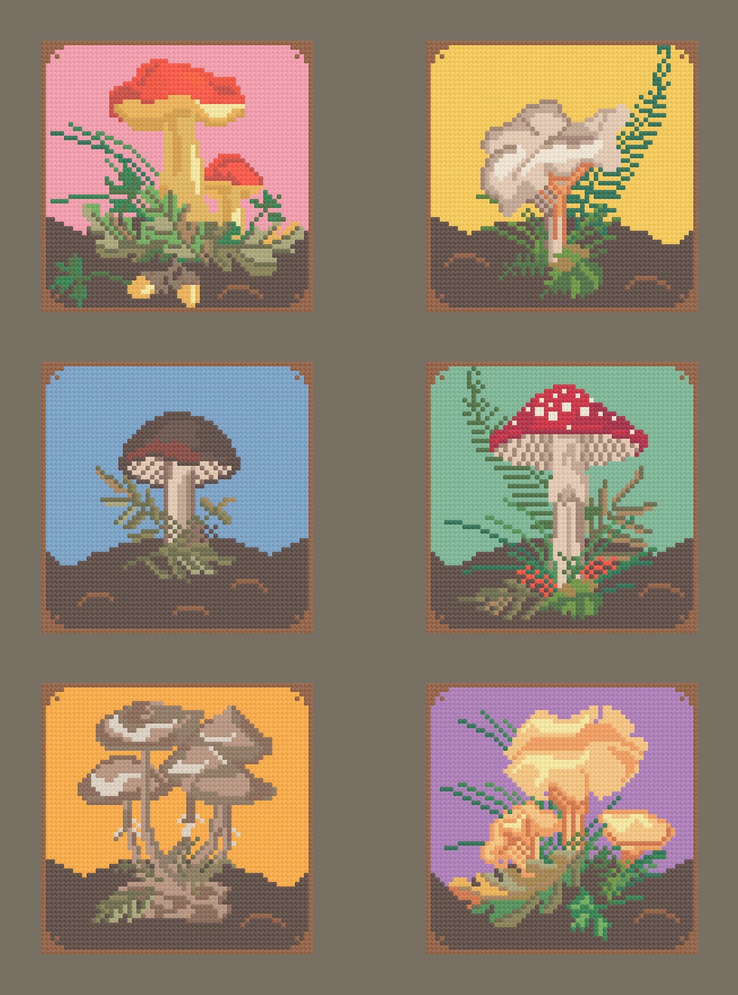 Mushrooms | Pixel Charted | Ready To Ship