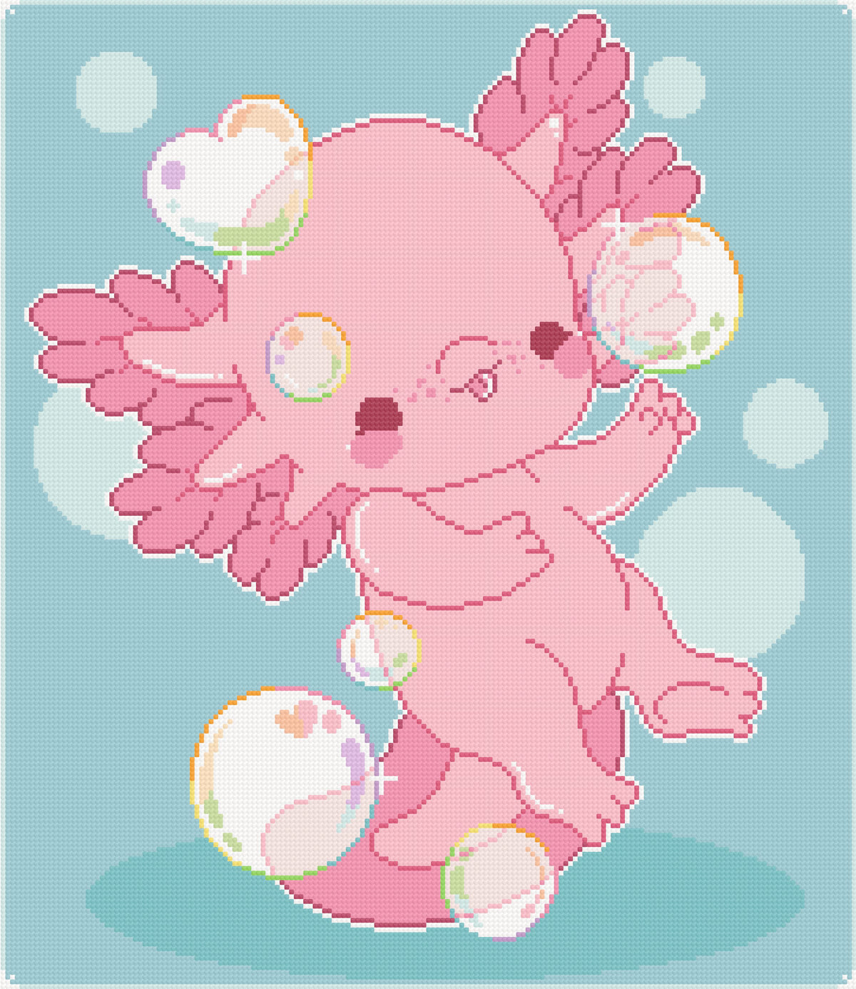 Rainbow Axolotl | Pixel Charted | Ready To Ship