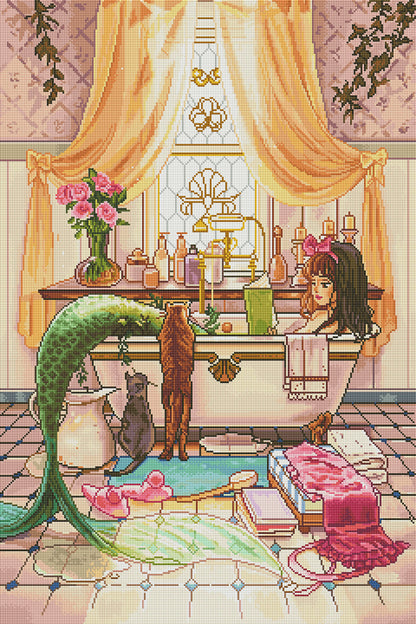 A Mermaids Bath | Pixel Charted | Ready To Ship