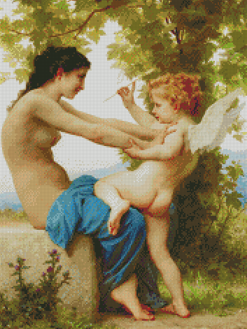 A Young Girl Defending Herself Against Eros | William-Adolphe Bouguereau | JadedGemShop X SingleAndPlacing