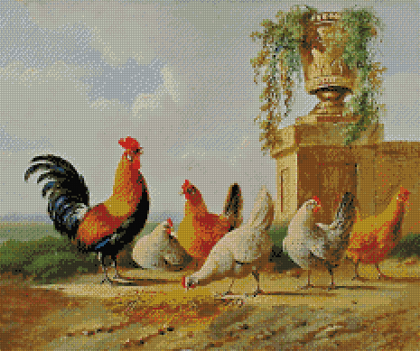 A Rooster With Hens And Chicks | Albertus Verhoesen