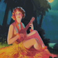 Girl In Moonlight With Banjo Ukulele | Edward Mason Eggleston