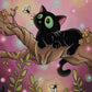 Black Cat With Fireflies
