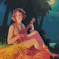 Girl In Moonlight With Banjo Ukulele | Edward Mason Eggleston
