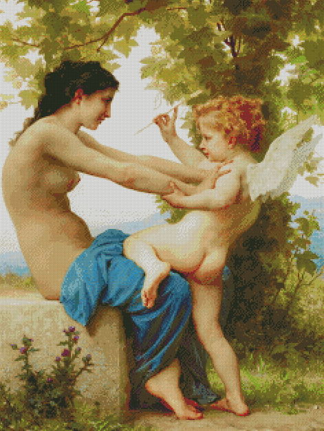 A Young Girl Defending Herself Against Eros | William-Adolphe Bouguereau | JadedGemShop X SingleAndPlacing