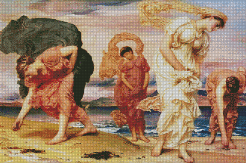 Greek Girls Picking up Pebbles by the Sea | Frederic Leighton