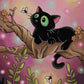 Black Cat With Fireflies