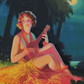 Girl In Moonlight With Banjo Ukulele | Edward Mason Eggleston