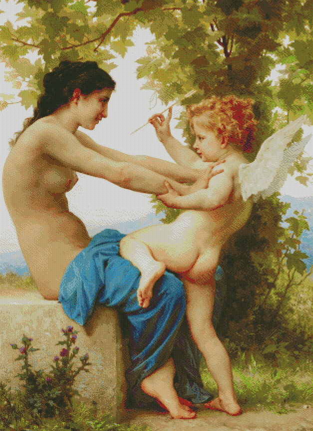 A Young Girl Defending Herself Against Eros | William-Adolphe Bouguereau | JadedGemShop X SingleAndPlacing