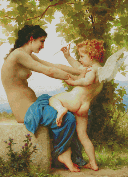 A Young Girl Defending Herself Against Eros | William-Adolphe Bouguereau | JadedGemShop X SingleAndPlacing