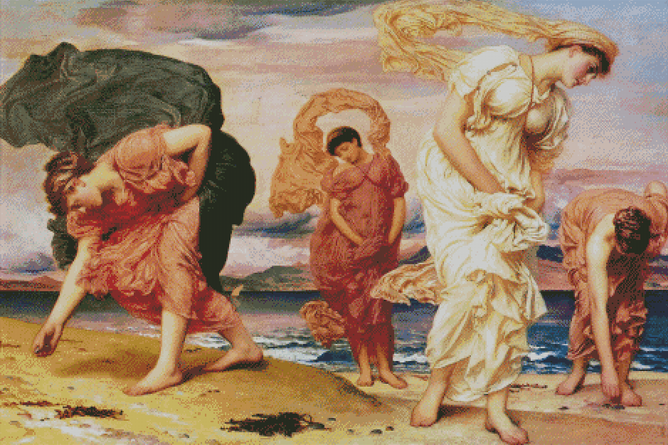 Greek Girls Picking up Pebbles by the Sea | Frederic Leighton