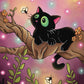 Black Cat With Fireflies