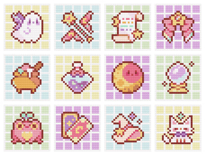 Pastel Witch Badges | Minis | Pixel Charted