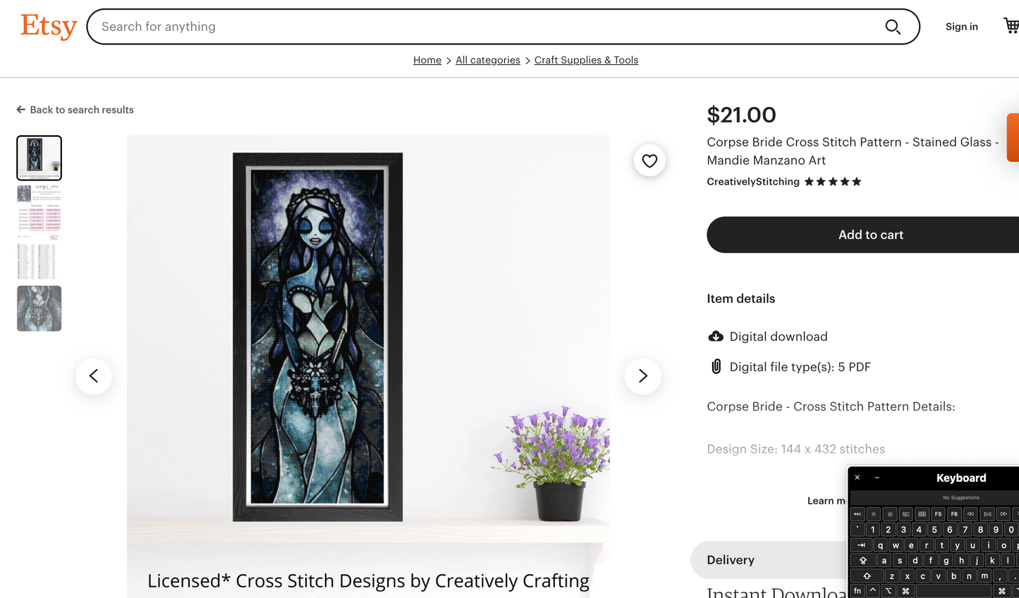 Corpse Bride | full set of drills, stickers, and blank canvas for Creatively Stitching