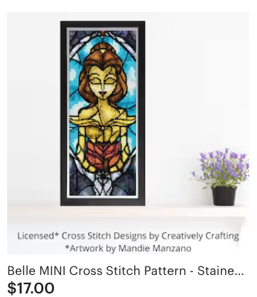 HALF-SIZE MINI Princess Panel | full set of drills, stickers, and blank canvas for Creatively Stitching