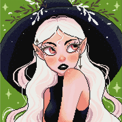 Chartreuse Sorceress | Pixel Charted | Ready To Ship