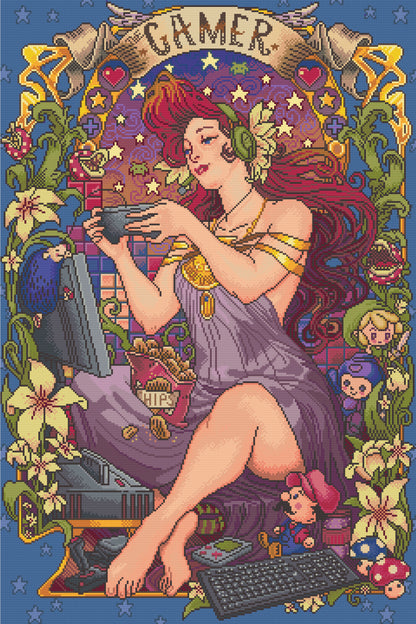 Gamer Girl | Pixel Charted | Ready To Ship
