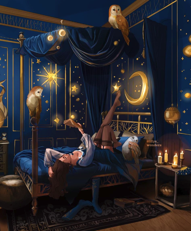 Witch's Bedroom And Her Owls Companions