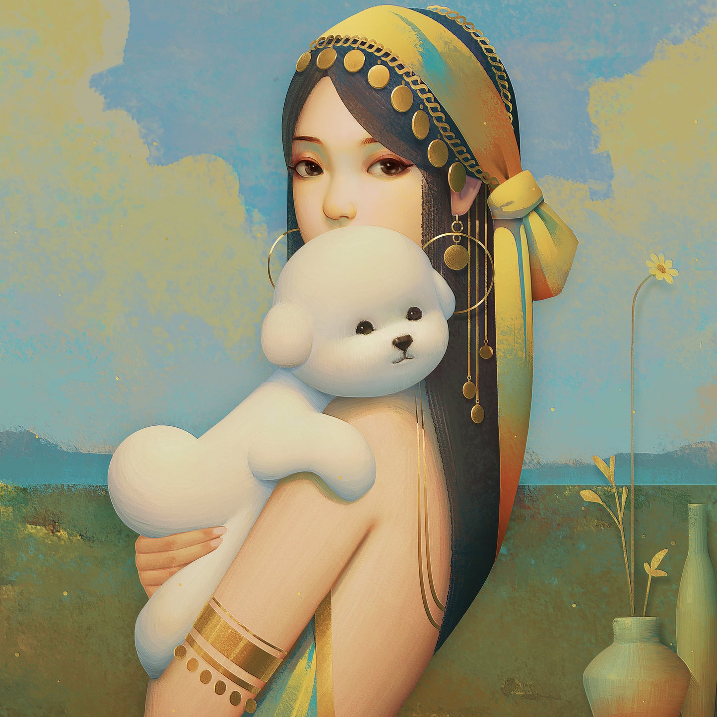 A Girl And Her Poodle